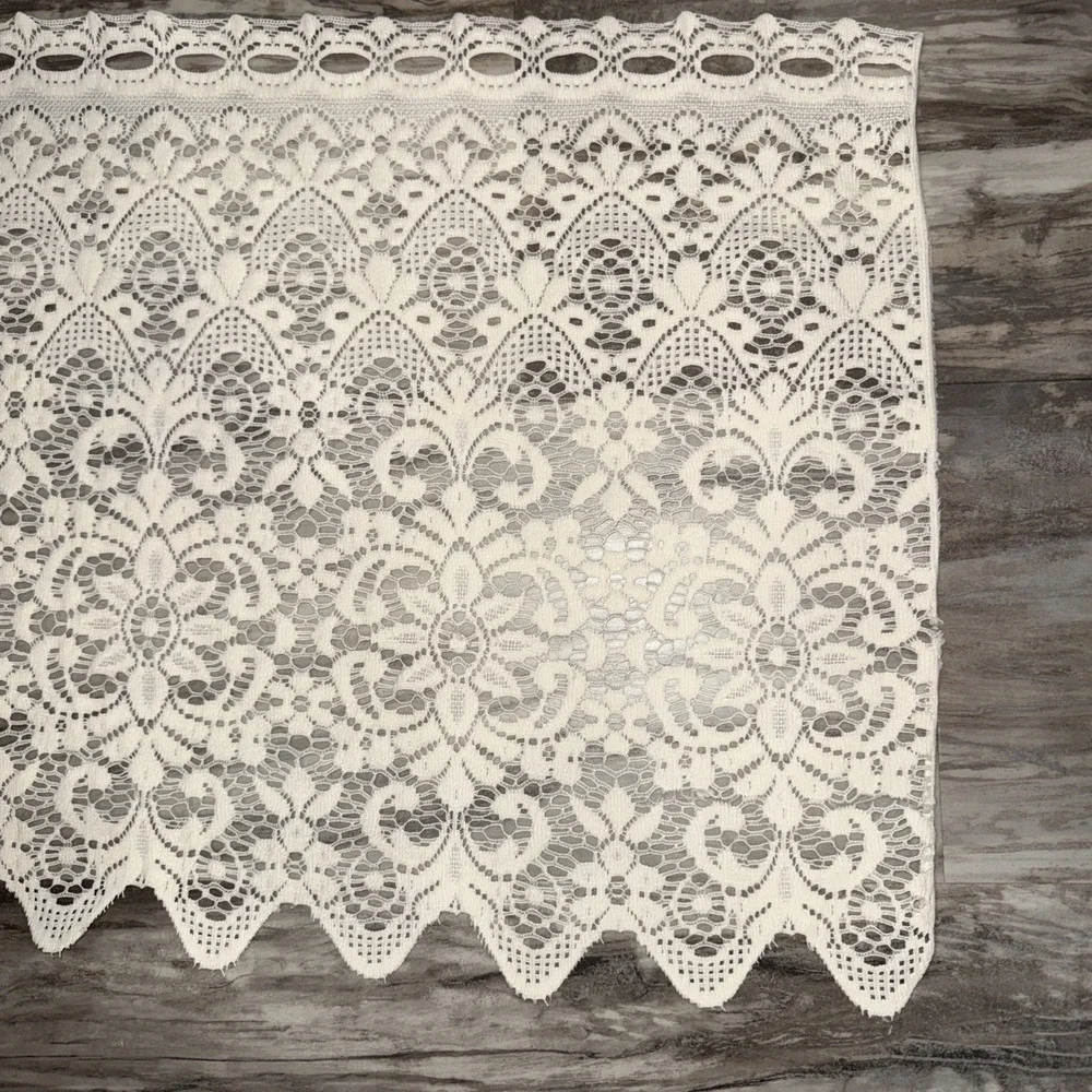 Vintage Lace Scalloped Valance Curtain Cream Country Cottage Victorian 65X18 In